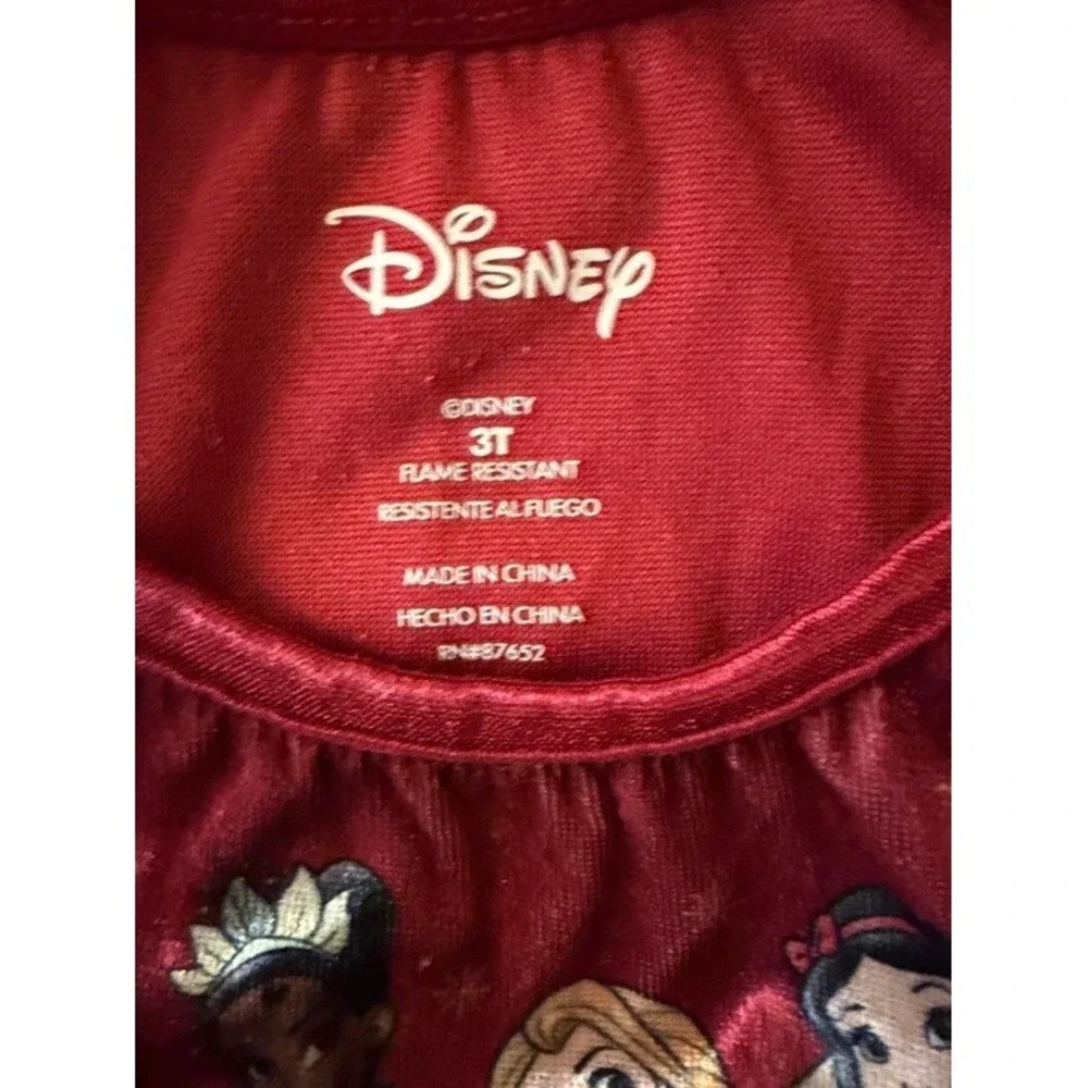 Disney Princess Girls Burgundy Crushed Velvet Nightgown Gold Bow 3T‎ DP838TGTWM - Picture 2 of 7